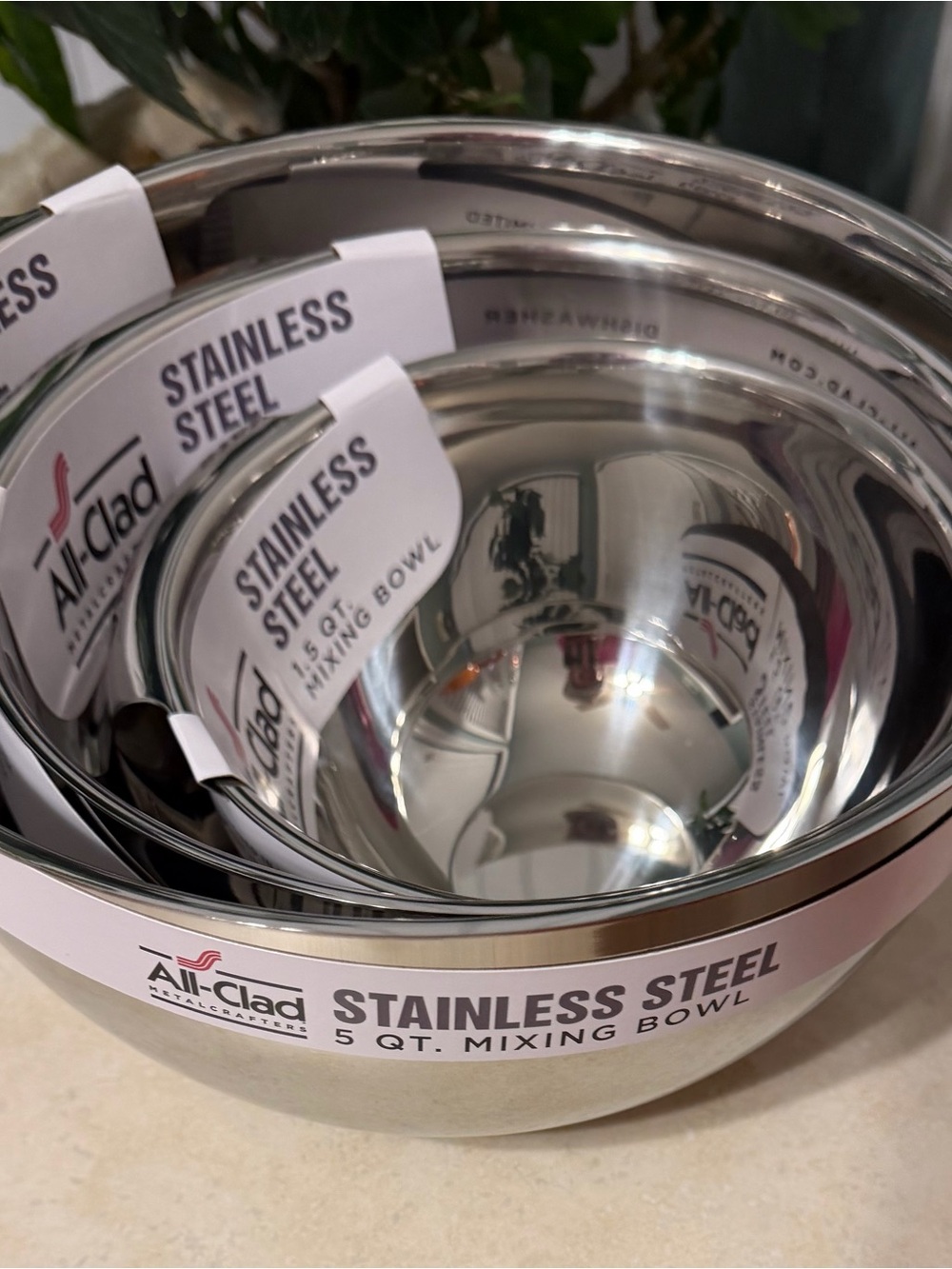 All-Clad Stainless Steel Mixing Bowl Set 5, 3 , and 1.5 Quart